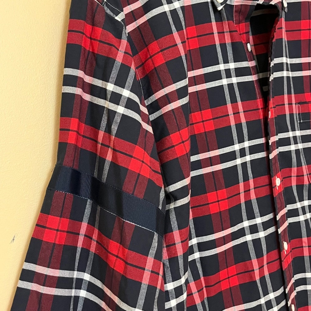 Thom Browne Plaid Button Down Shirt - Men's Size 4 / XL - Red Blue - Picture 4 of 11